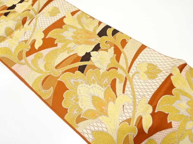 アンティーク　唐花模様織り出し袋帯（材料）